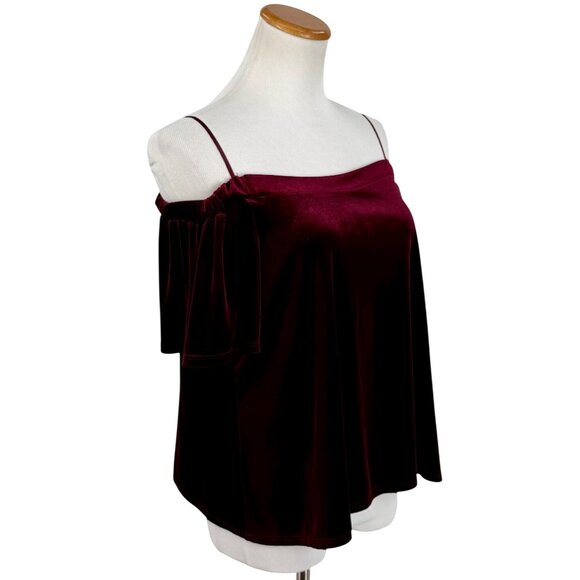 Burgundy Velvet Off-Shoulder Top | Luxe Date Night Holiday Party Y2K Goth Glam M - Picture 7 of 12